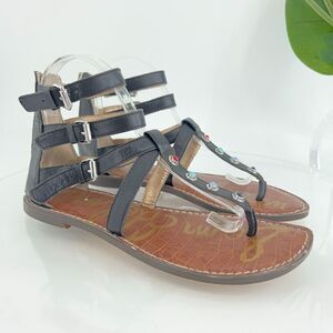 Sam Edelman Genevive Women's Size 8 Black Studded Sandal Casual Zip Gladiator